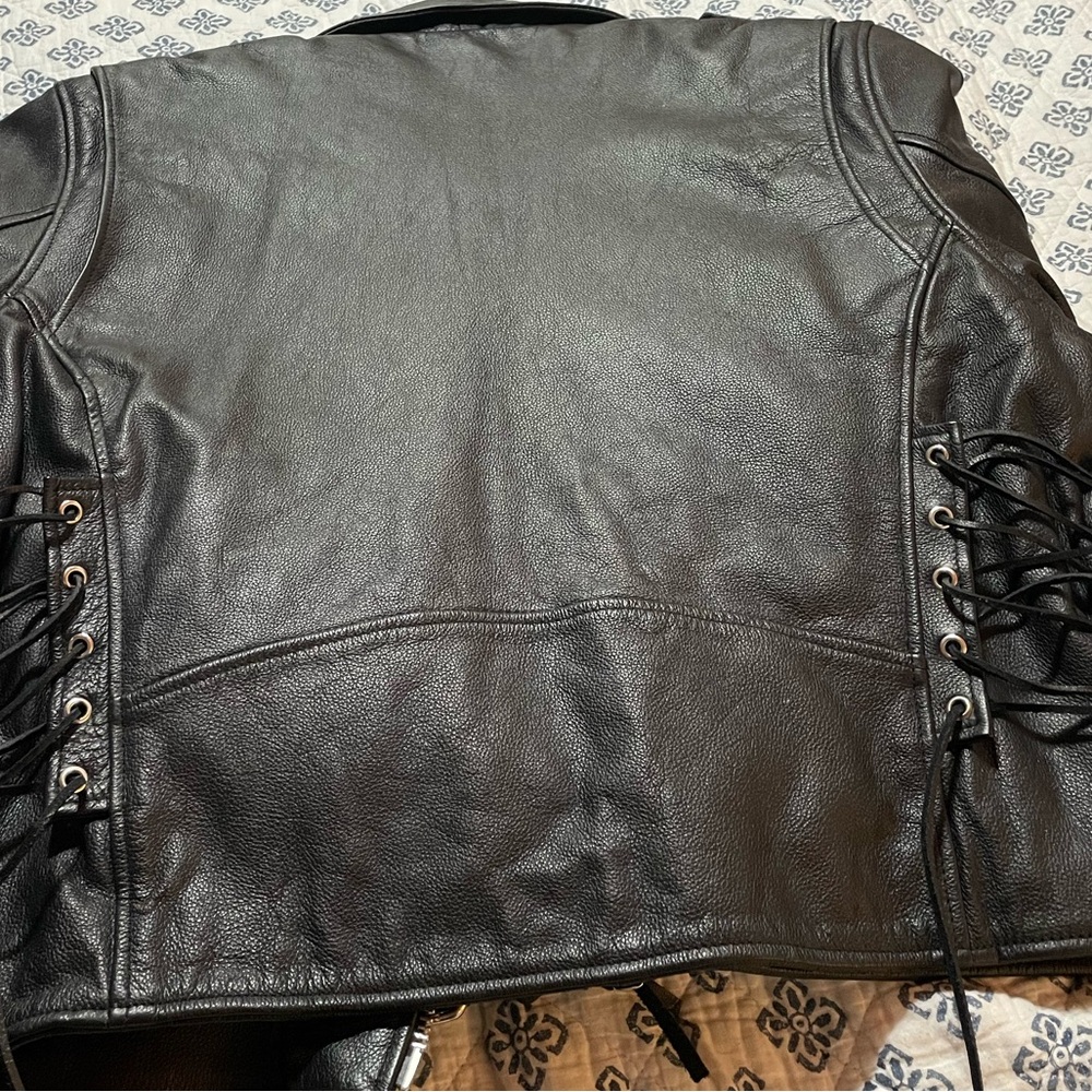 NWOT FMC MOTORCYCLE BIKER Heavy Leather Jacket. Size 48 Mens - Picture 13 of 13